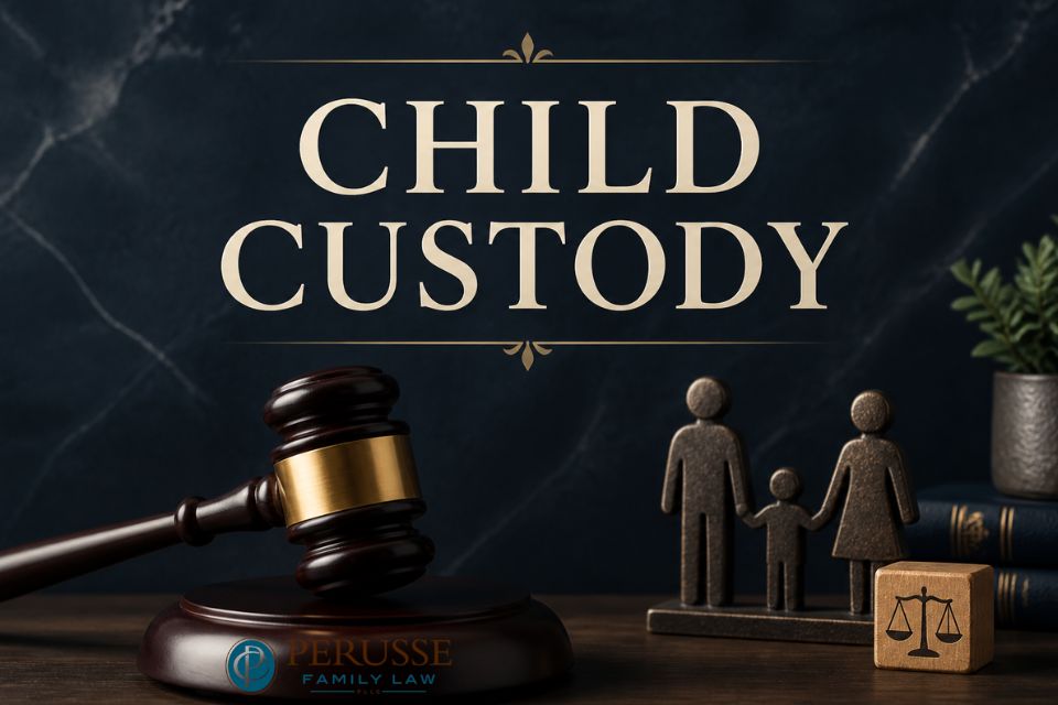 A family law attorney discussing allocation of parental responsibilities and child custody with a client in a Denver office.