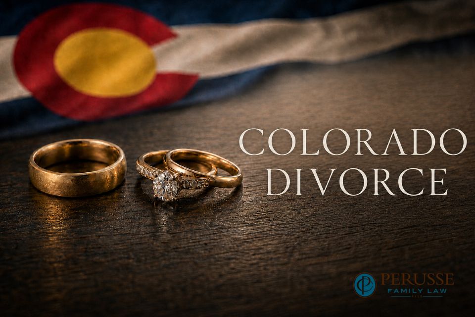 An attorney consults with a client in an office, illustrating the professional guidance offered by Perusse Family Law during a Colorado divorce.