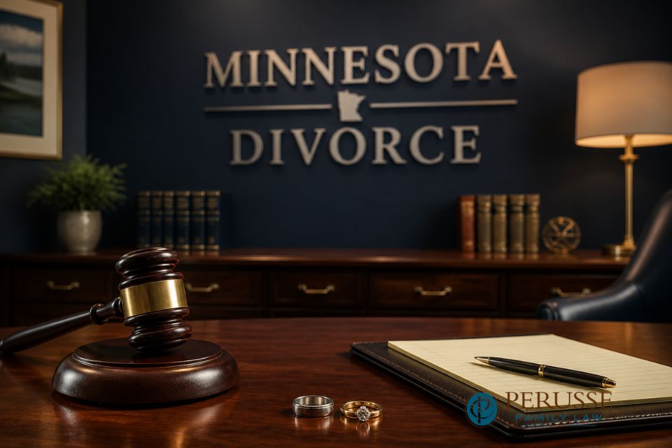 Experienced Minnesota divorce lawyer consulting with a client, illustrating support and guidance through complex legal processes