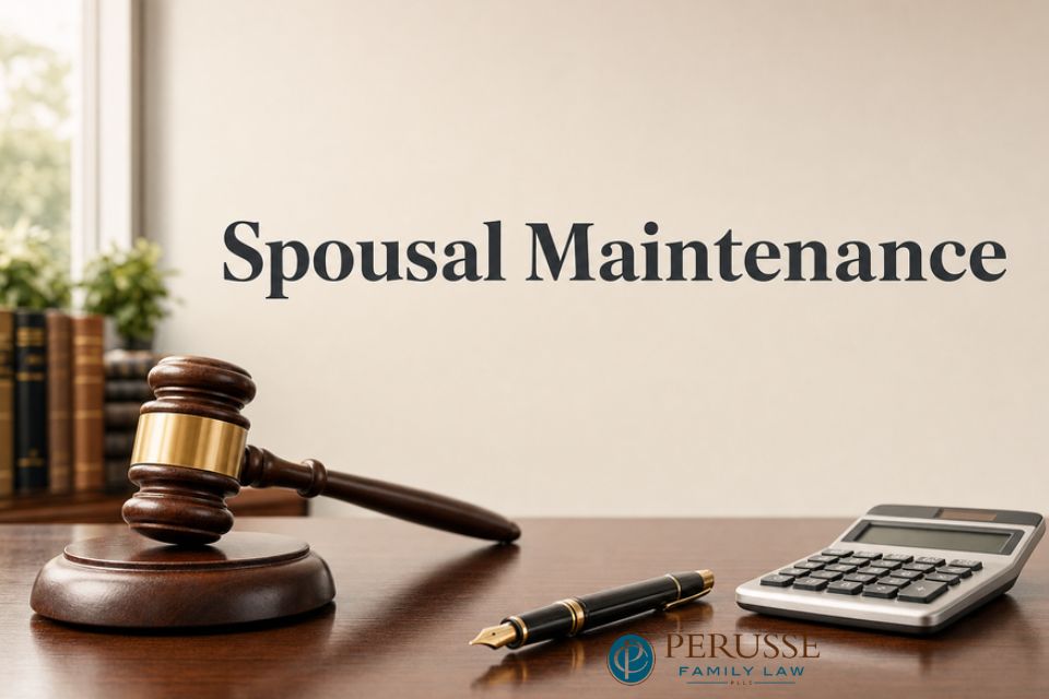 A close-up of a legal document highlighting sections related to spousal maintenance laws in Minnesota.